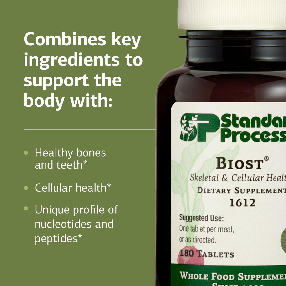 Standard Process Biost 180 comprimés arrière avec informations nutritionnelles