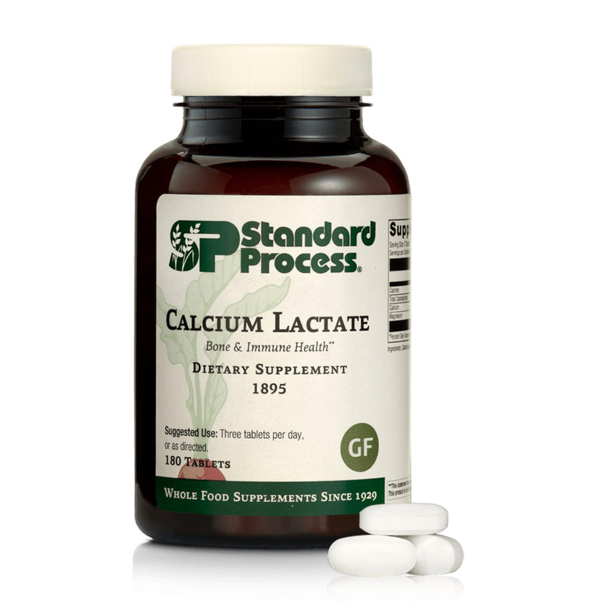 Standard Process Calcium Lactate 180 comprimés, vue avant du flacon