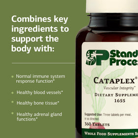 Standard Process Cataplex C comprimés sur une surface blanche