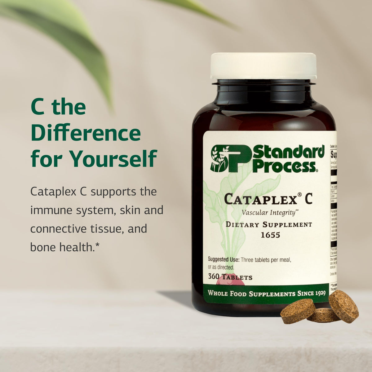 Standard Process Cataplex C côté de la boîte avec informations nutritionnelles