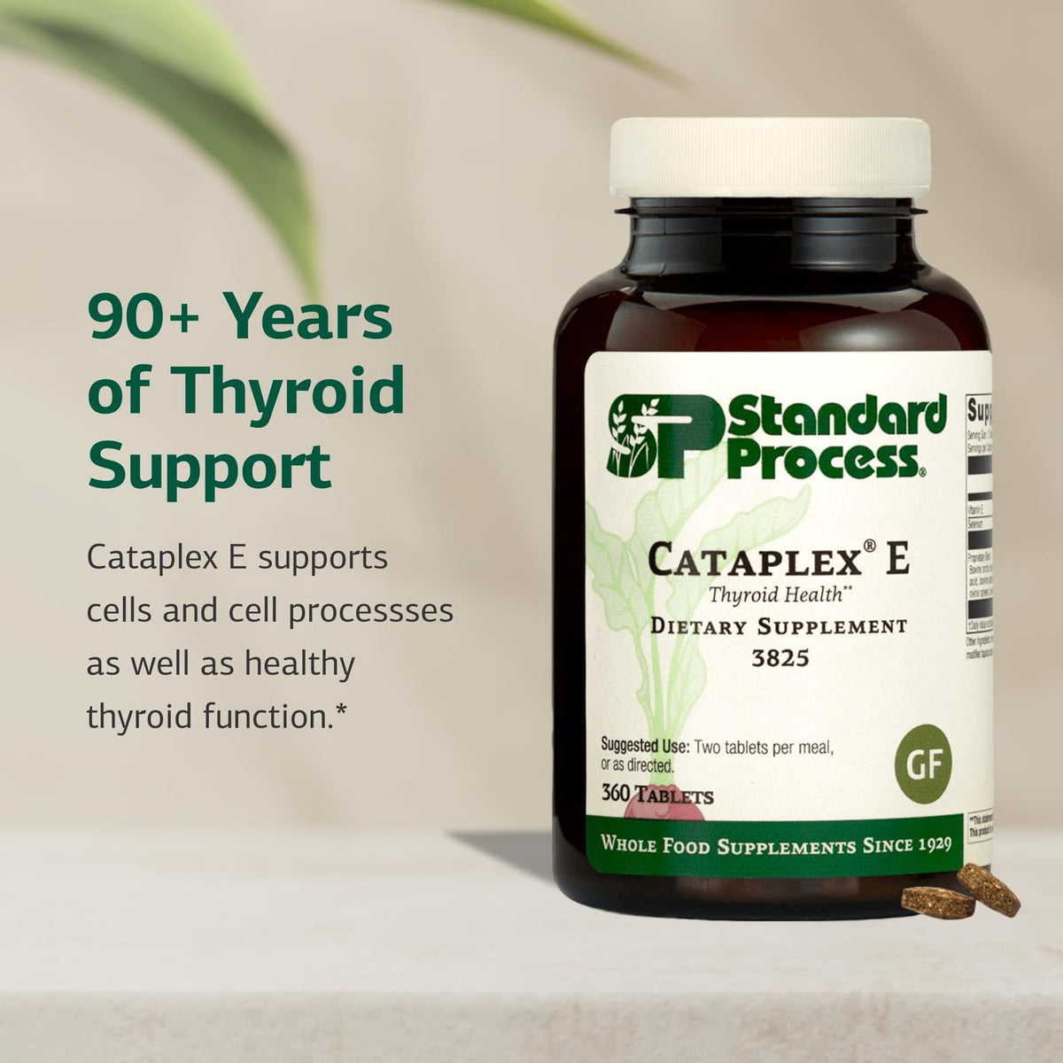 Standard Process Cataplex E comprimés sur une table