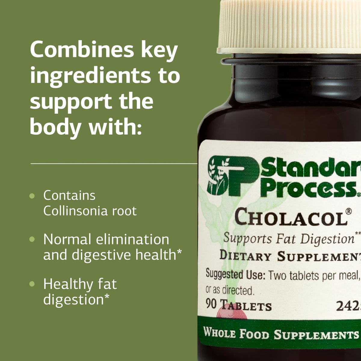 Standard Process Cholacol, comprimés sur une table