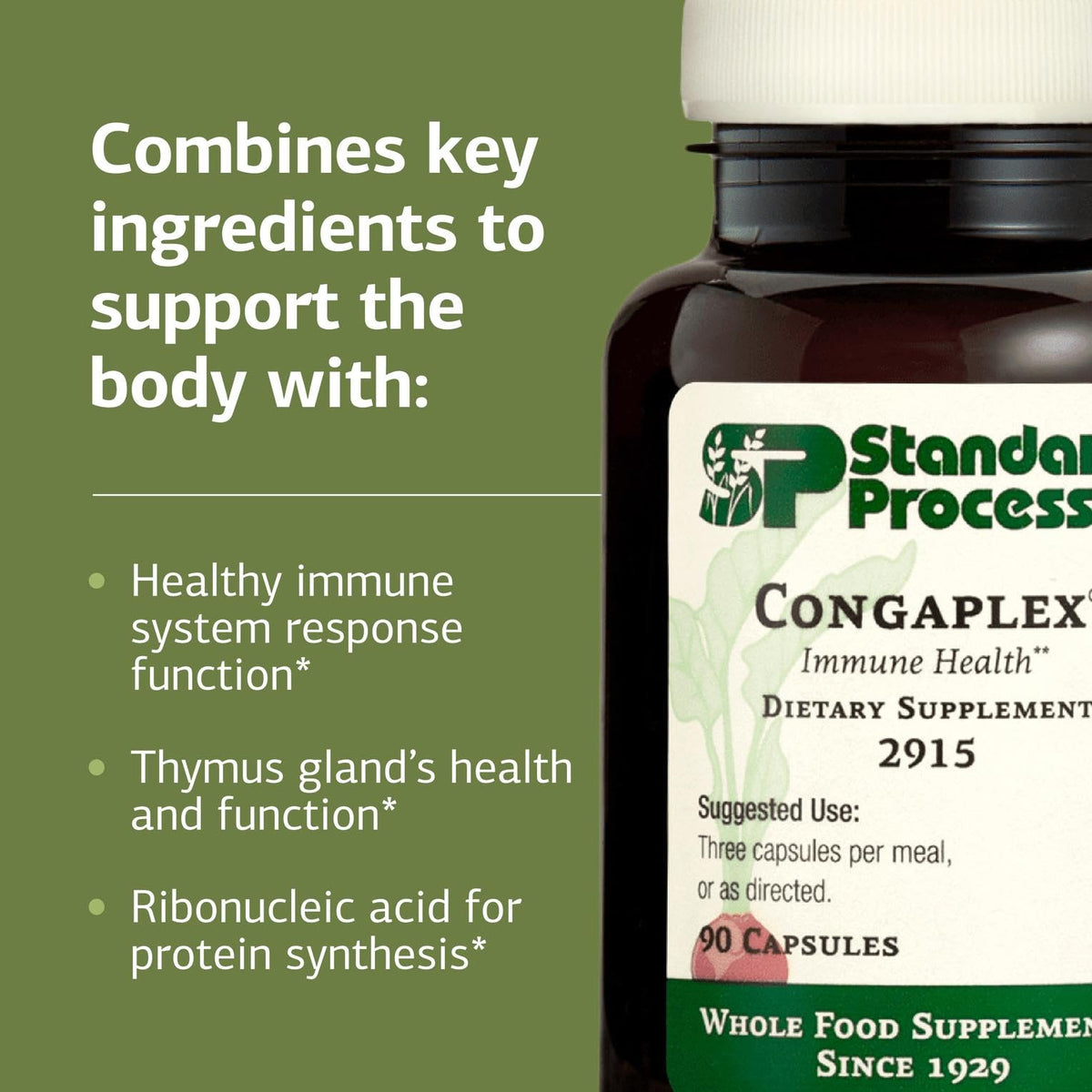 Standard Process Congaplex flacon ouvert montrant les capsules