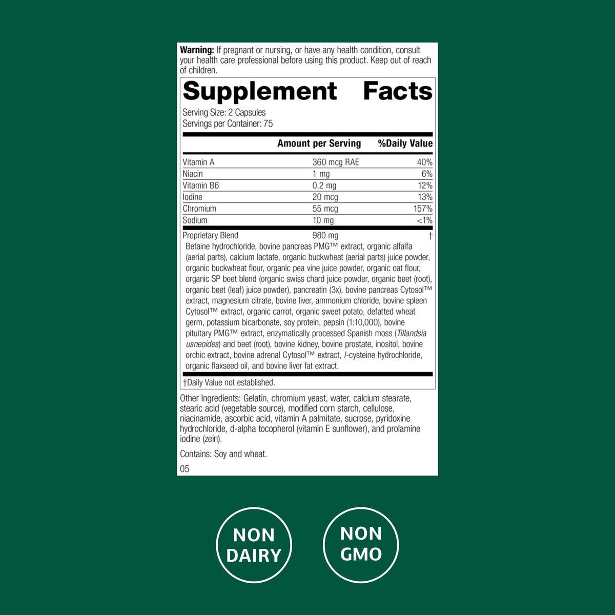 Standard Process Diaplex 150 capsules vue de côté