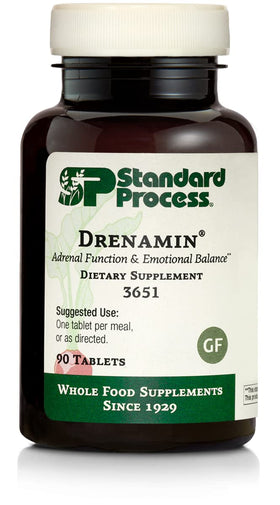 Standard Process Drenamin 90 comprimés, vue de face avec étiquette