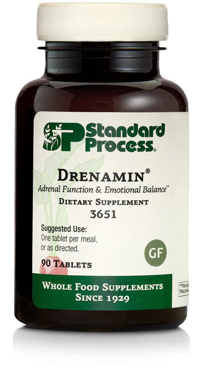 Standard Process Drenamin 90 comprimés, vue de face avec étiquette