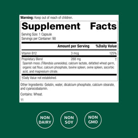 Standard Process For-Til B12 90 capsules arrière avec ingrédients