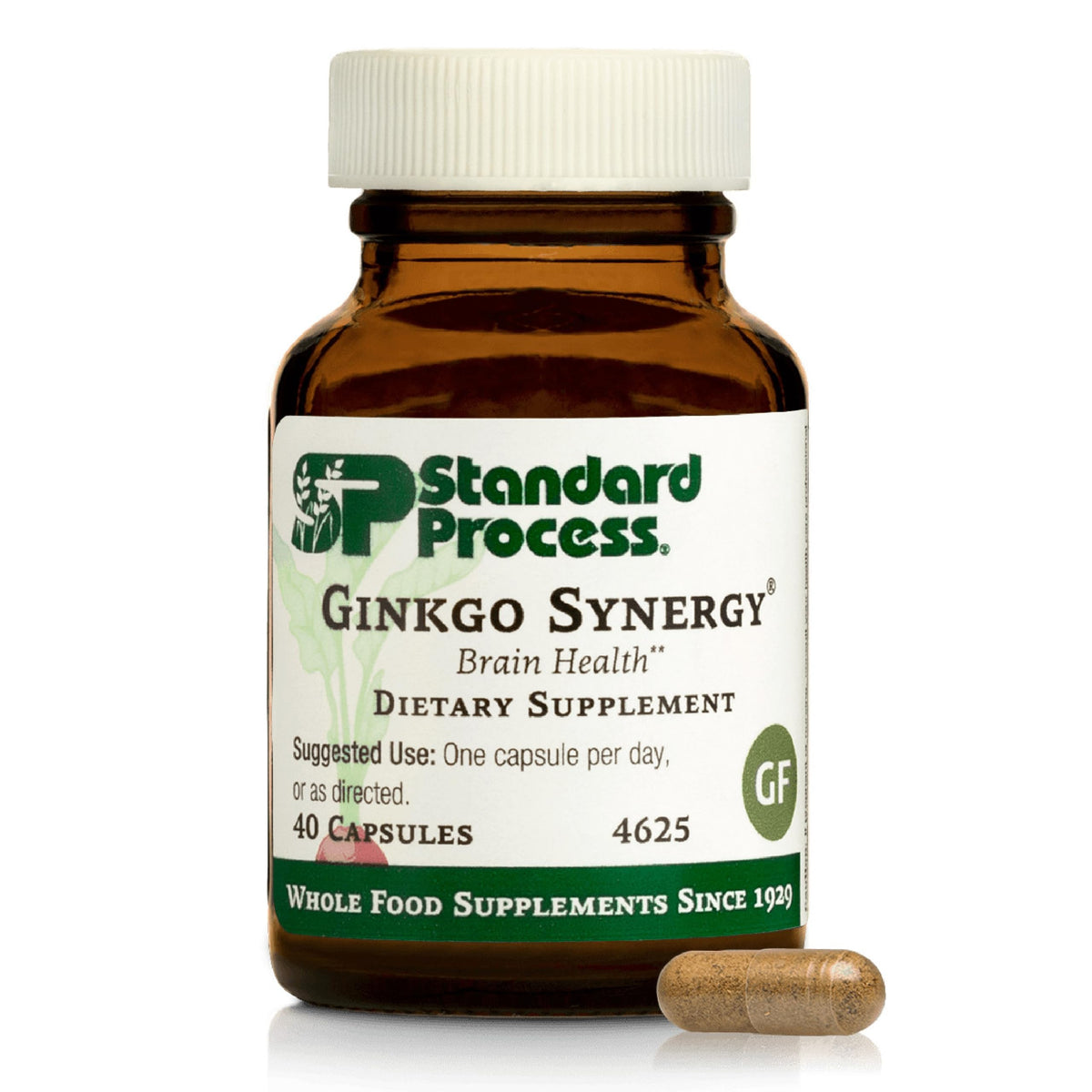 Standard Process Ginkgo Synergy 40 capsules front view