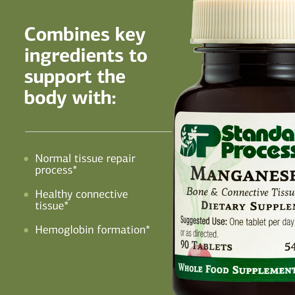 Standard Process Manganèse B12 90 comprimés vue arrière de l'emballage