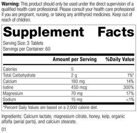 Standard Process Min-Tran 360 tablettes côté avec informations nutritionnelles