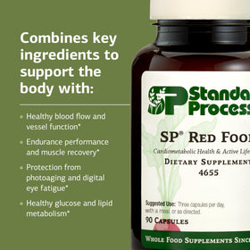 Standard Process SP Red Food capsules sur une table