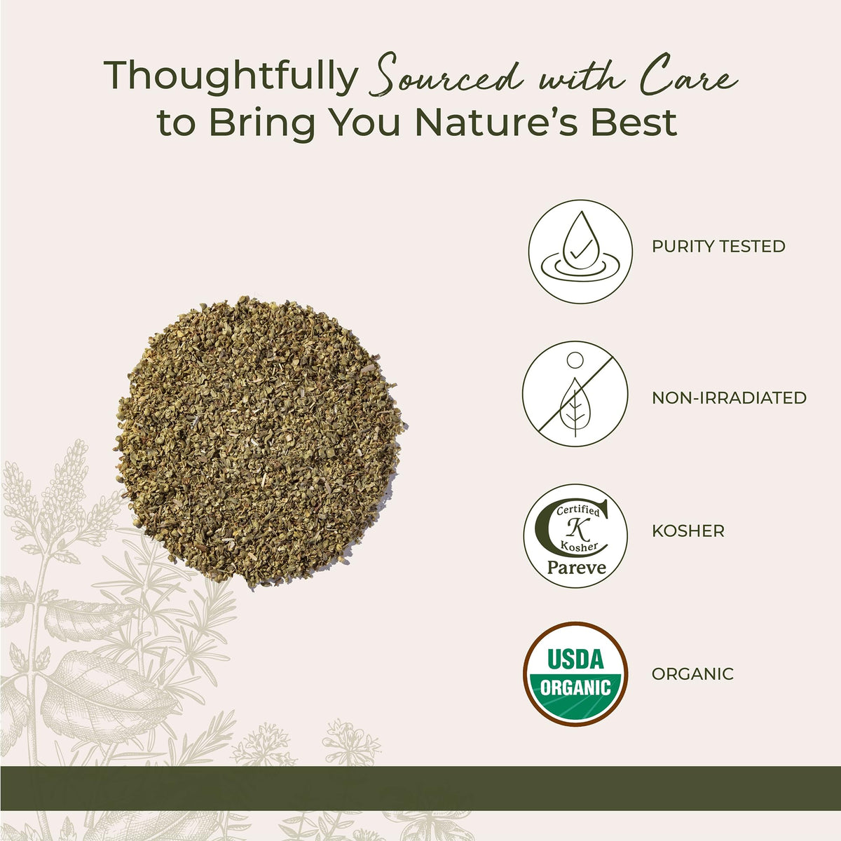 Starwest Botanicals Origan bio 481g, vue de côté du paquet