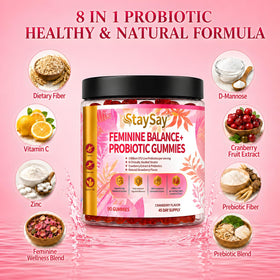 StaySay Gummies Probiotiques Féminins emballage avec 90 gummies