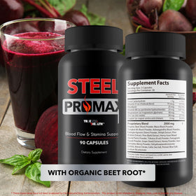 Steel Promax dans une routine quotidienne avec un verre d'eau