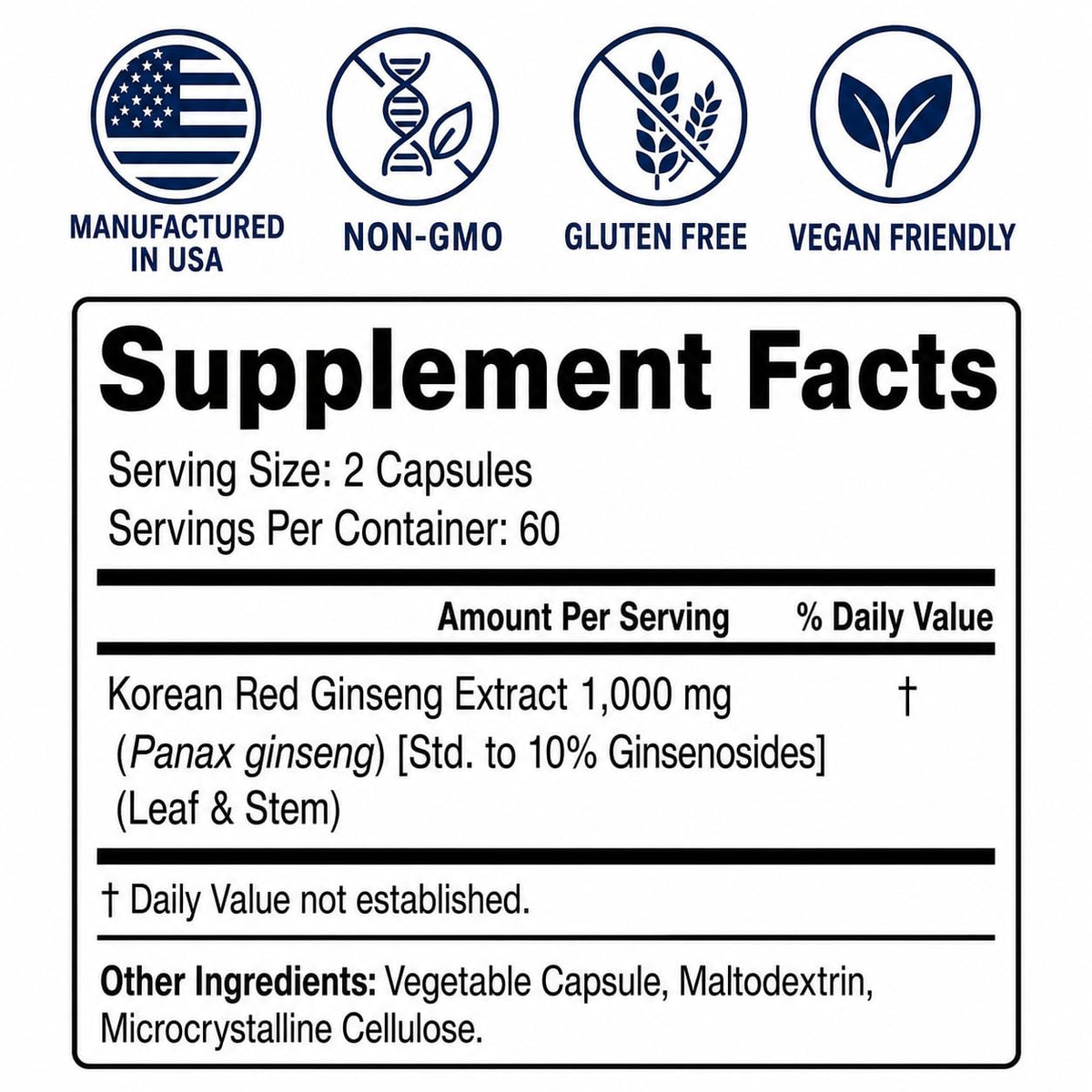 Stellar Secret Ginseng Rouge Coréen 1000mg capsules végétariennes arrière