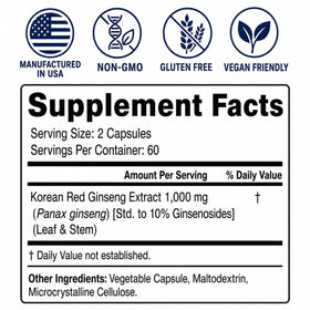 Stellar Secret Ginseng Rouge Coréen 1000mg capsules végétariennes arrière
