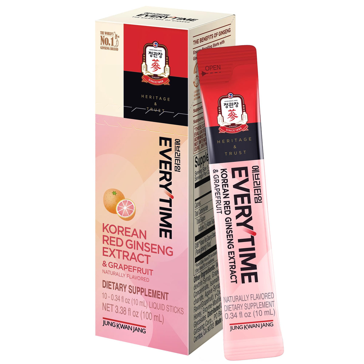 Stick d'extrait de ginseng rouge coréen JUNG KWAN JANG en vue de face