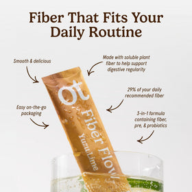 Stick de Fibre Flow Organic Traditions en action dans un verre d'eau