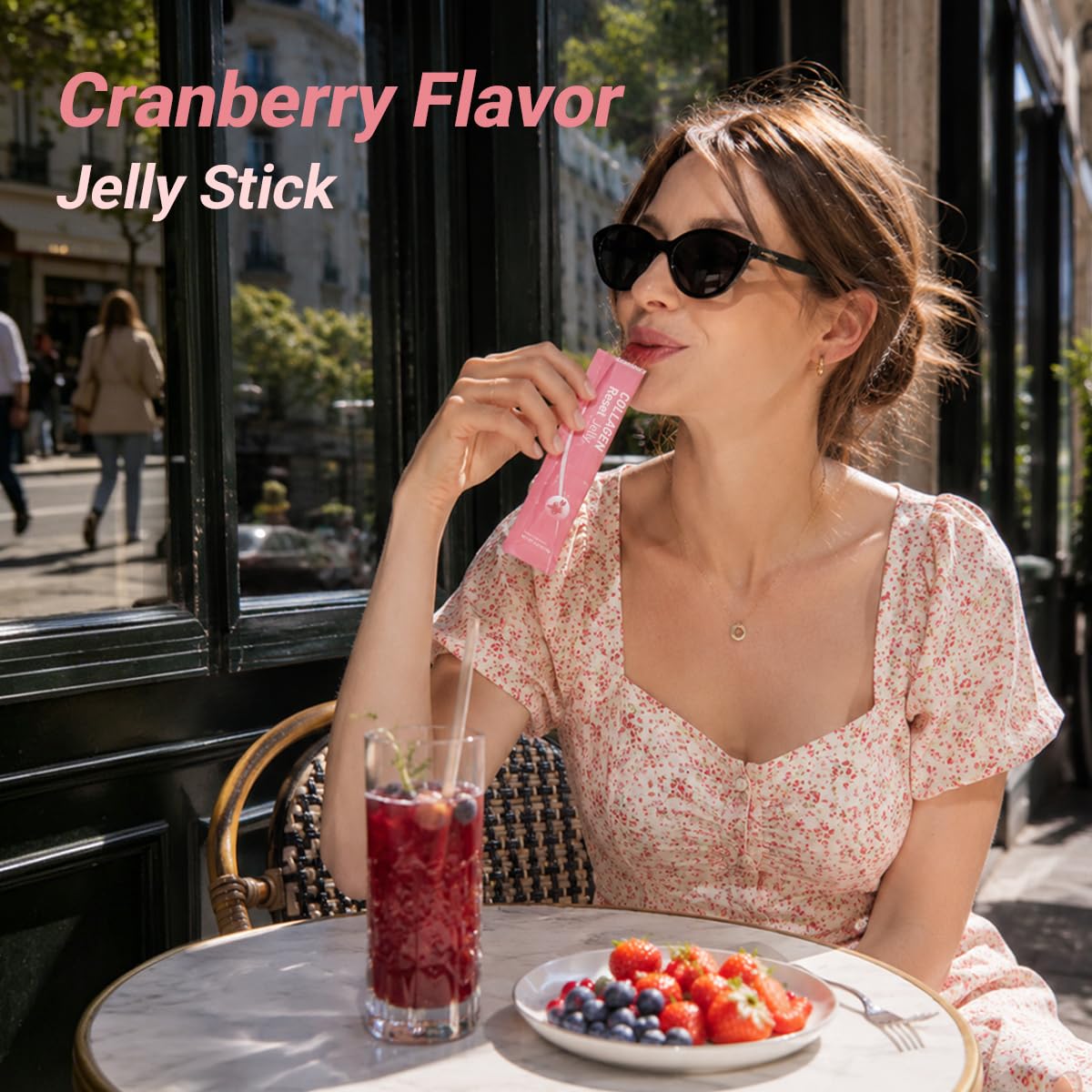 Stick de gelée LeafStory sur une table, prêt à être consommé