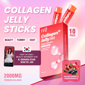 Stick de gelée m2 Collagen avec fruits frais en arrière-plan