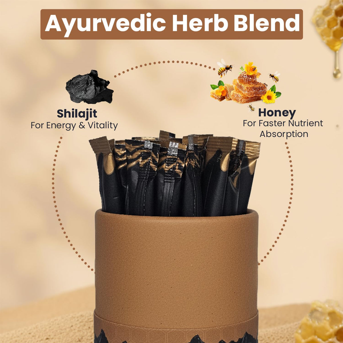 Stick de Miel au Shilajit ouvert avec miel visible