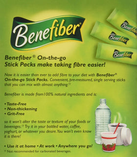 Stick individuel de Benefiber avec poudre claire à côté