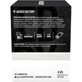 Stick pack de créatine Jacked Factory sur une table