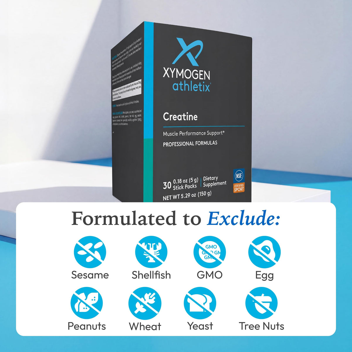 Stick pack de créatine monohydrate XYMOGEN ouvert