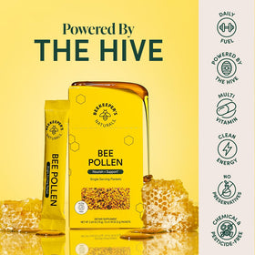 Stick pack de pollen d'abeille brut Beekeeper's Naturals avec étiquette