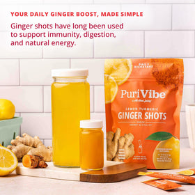 Stick pack de PuriVibe avec mélange de citron, curcuma et gingembre