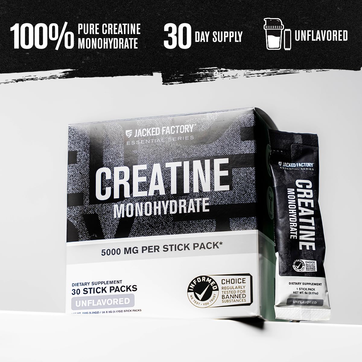 Stick pack individuel de créatine monohydrate Jacked Factory
