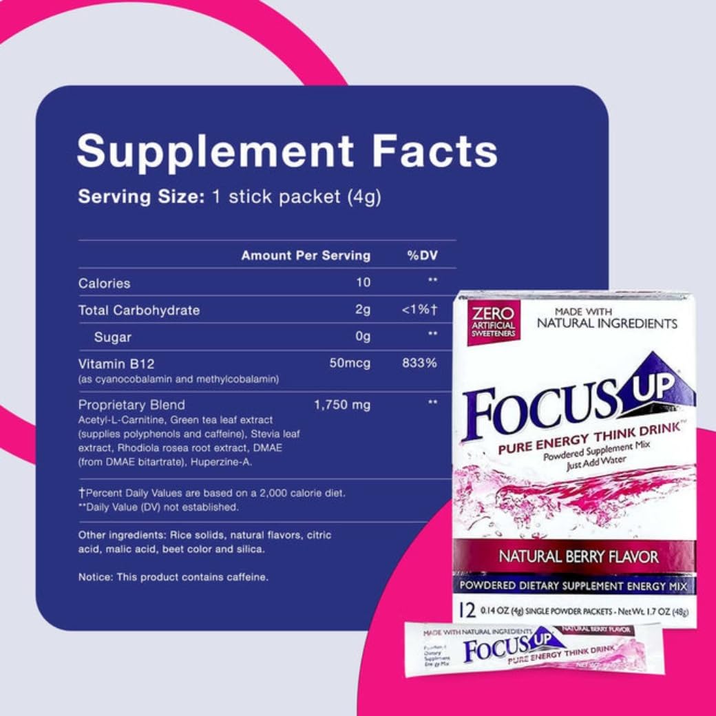 Stick pack Xooma FocusUP Think Drink ouvert avec mélange d'eau