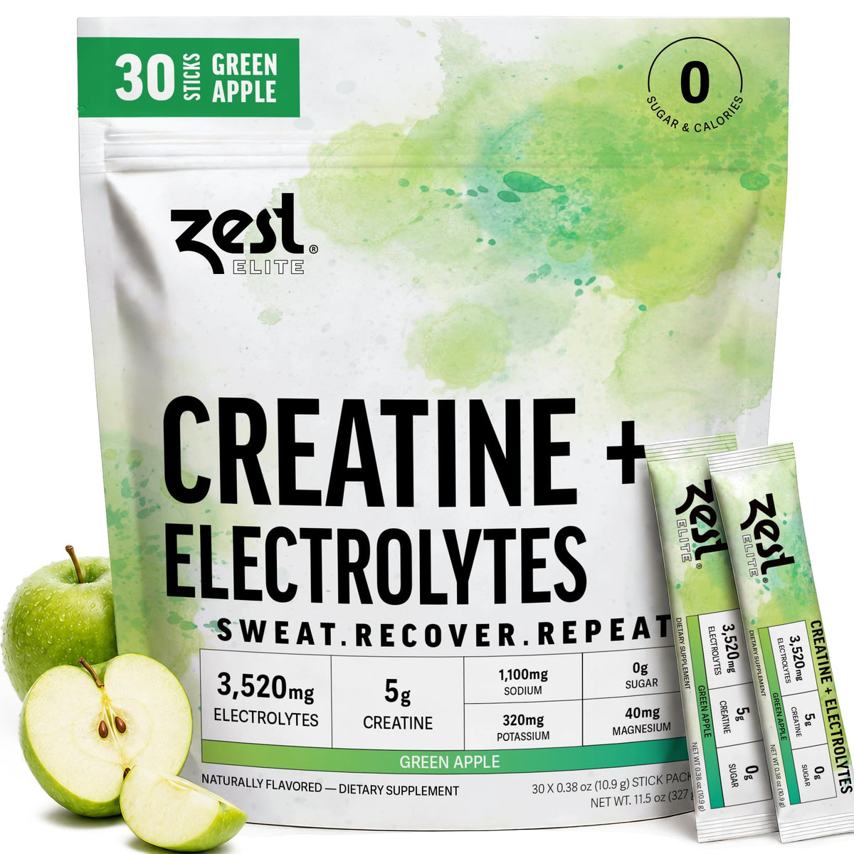 Stick ZEST créatine 5g avec électrolytes 3 520mg en emballage