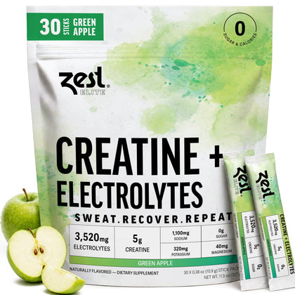 Stick ZEST créatine 5g avec électrolytes 3 520mg en emballage