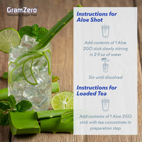Sticks GramZero 2GO Aloe Vera accompagnés d'autres compléments