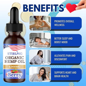 STIRLING Huile de Graines de Chanvre Bio 4000mg étiquette avec ingrédients