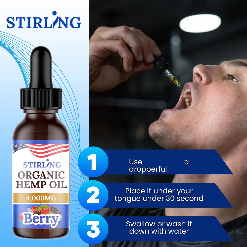 STIRLING Huile de Graines de Chanvre Bio 4000mg vue de côté