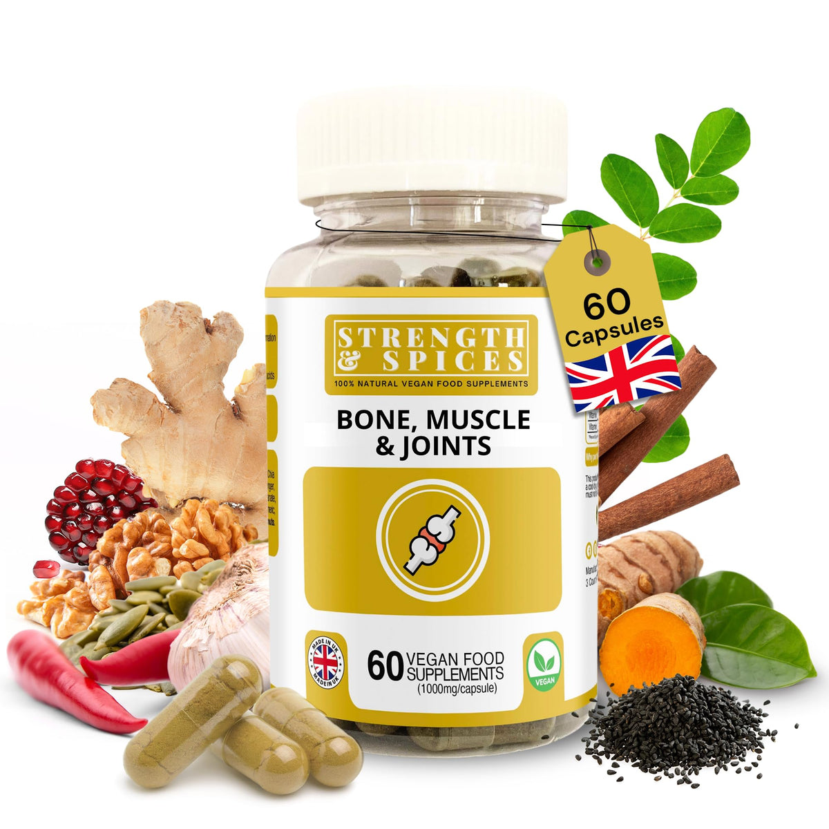 STRENGTH & SPICES Complément Alimentaire Végétalien 1000mg Capsules