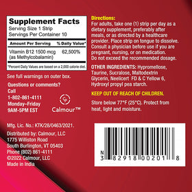 Strips CALMOUR menthe avec informations nutritionnelles