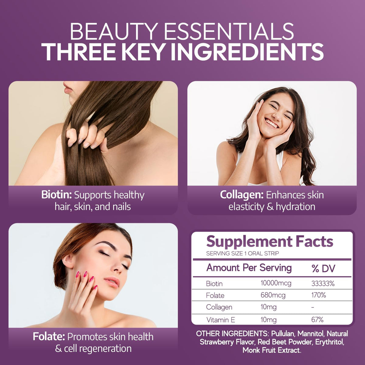 Strips de beauté EZ VITAMINS avec un verre d'eau