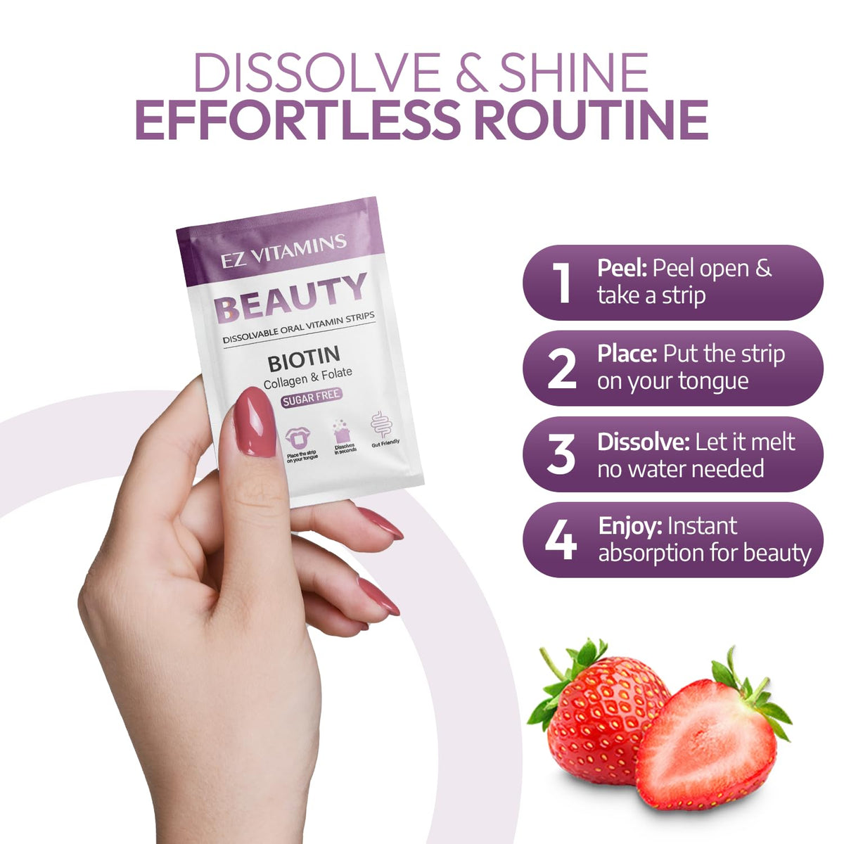 Strips de beauté EZ VITAMINS dans un sac de voyage