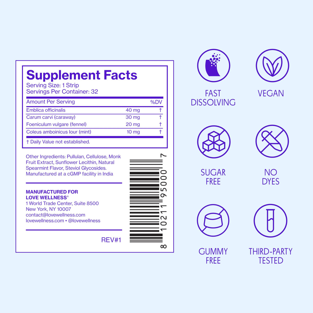 Strips de Soulagement Rapide Love Wellness, ingrédients naturels