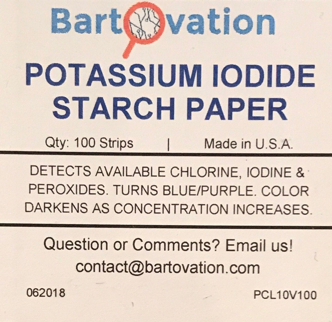 Strips de test Bartovation montrant la couleur en présence de désinfectant
