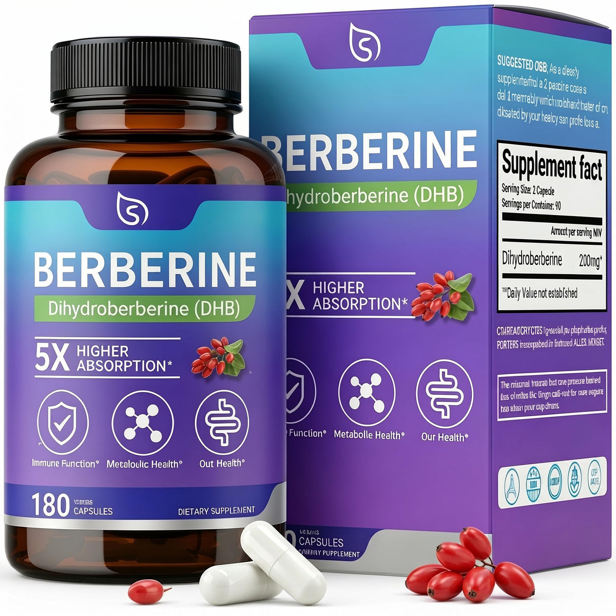 Strmuscle Dihydroberbérine 200mg bouteille avec 180 capsules