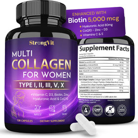 StrongVit Multi Collagen pour Femmes - 120 capsules en bouteille