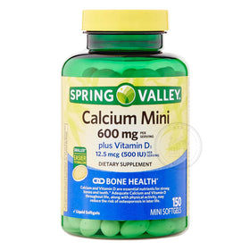 STS Home Calcium Plus Vitamine D3 150 Mini Softgels, flacon sur une table
