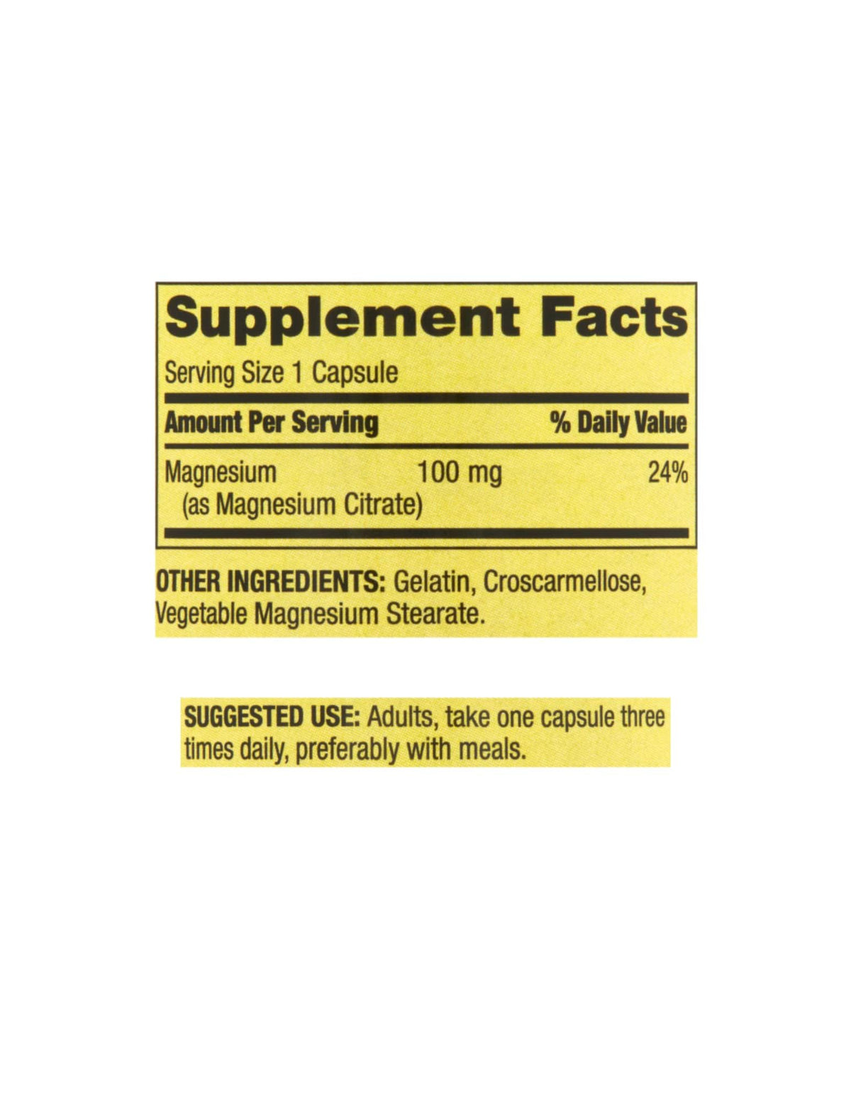 STS Home Complément Alimentaire Magnésium Citrate 100 mg - Détails de l'étiquette