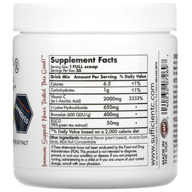 Sufficient-C Mélange de Boisson Vitamine C Citron Pêche 125g contenu