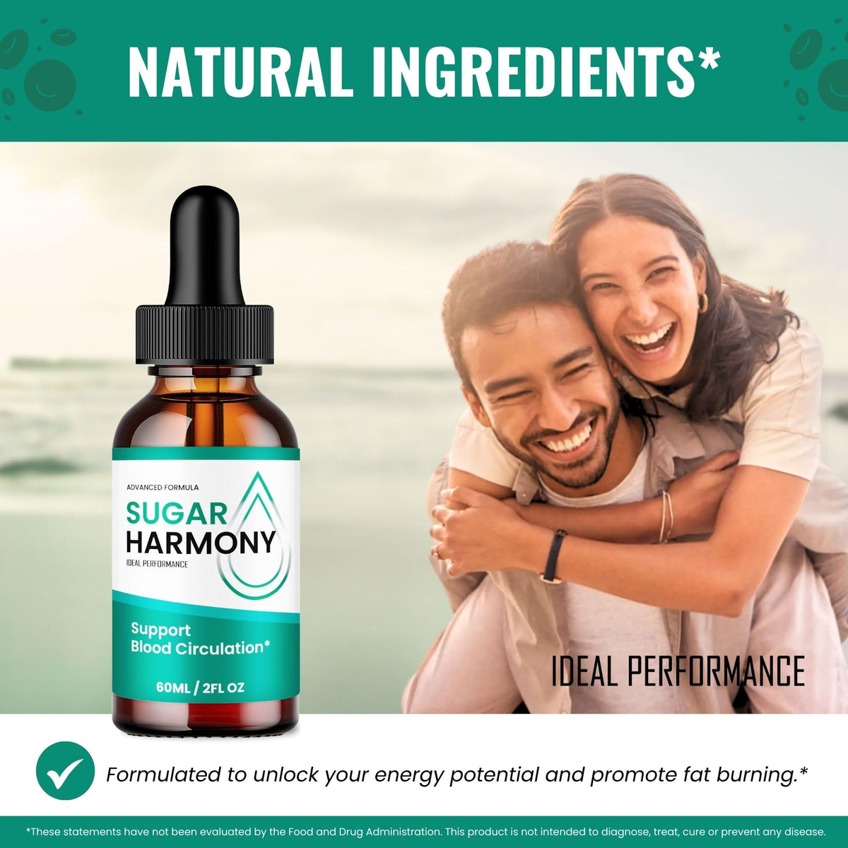 Sugar Harmony Drops IDEAL PERFORMANCE avec un fond naturel