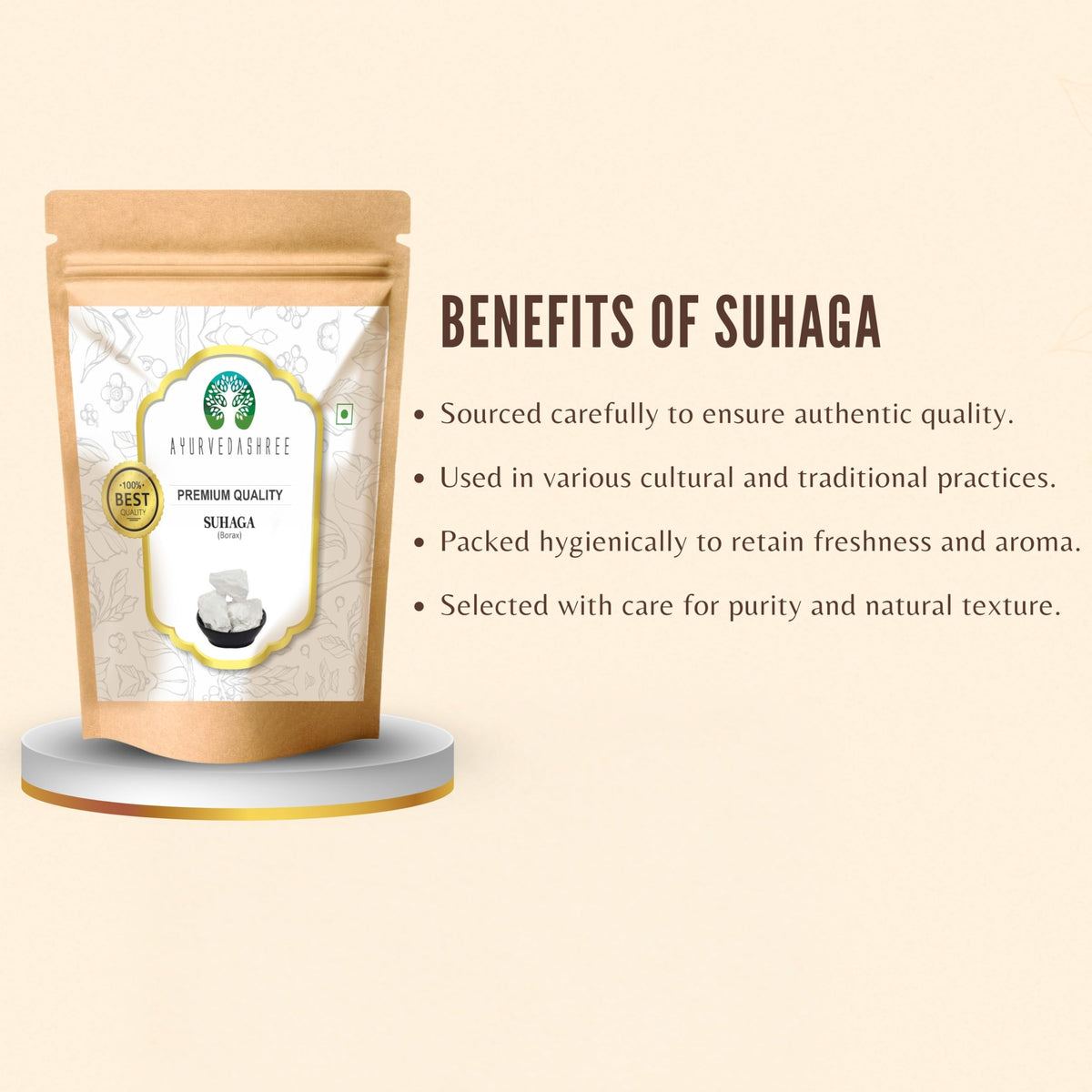 Suhaga AYURVEDASHREE 200g en présentation sur fond naturel